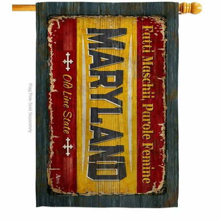 GUARDERIA 28 x 40 in. Maryland Vintage American State House Flag with Double-Sided Horizontal  Banner Garden GU3912234